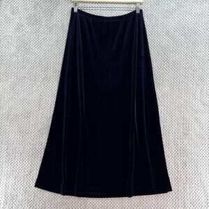 VTG Talbots Maxi Skirt Womens M Blue Velvet Stretch Pull-On Elastic Waist Goth